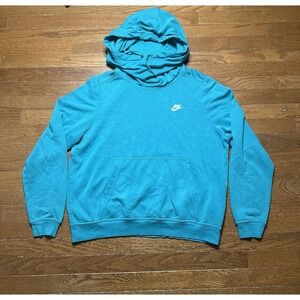 Vintage Nike Blue Tag 80s Swoosh Pullover Hoodie Large Embroidered Logo Teal